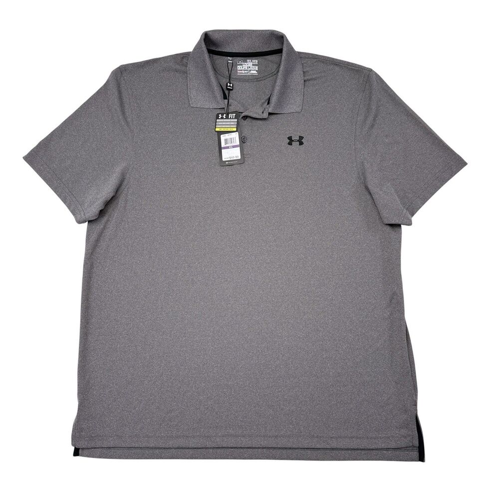Under Armour‎ Golf Polo Shirt Mens Size XXL Gray Loose Fit Stretch Heat Gear NEW